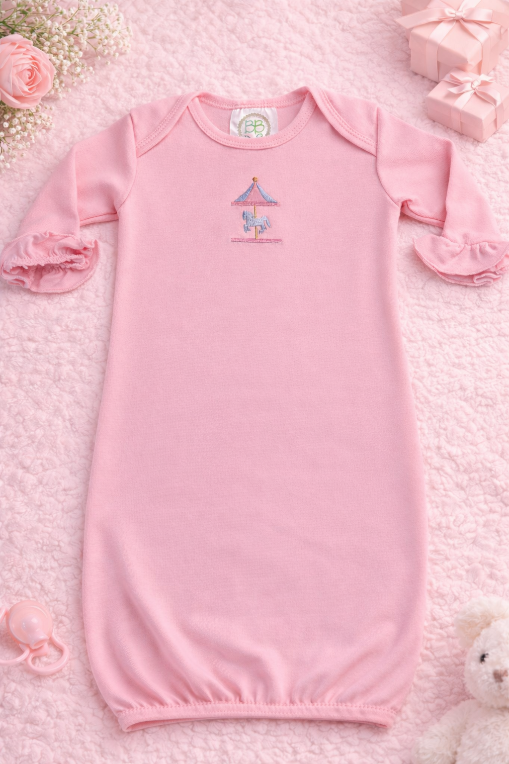 Girls Long Sleeve Ruffle Gown