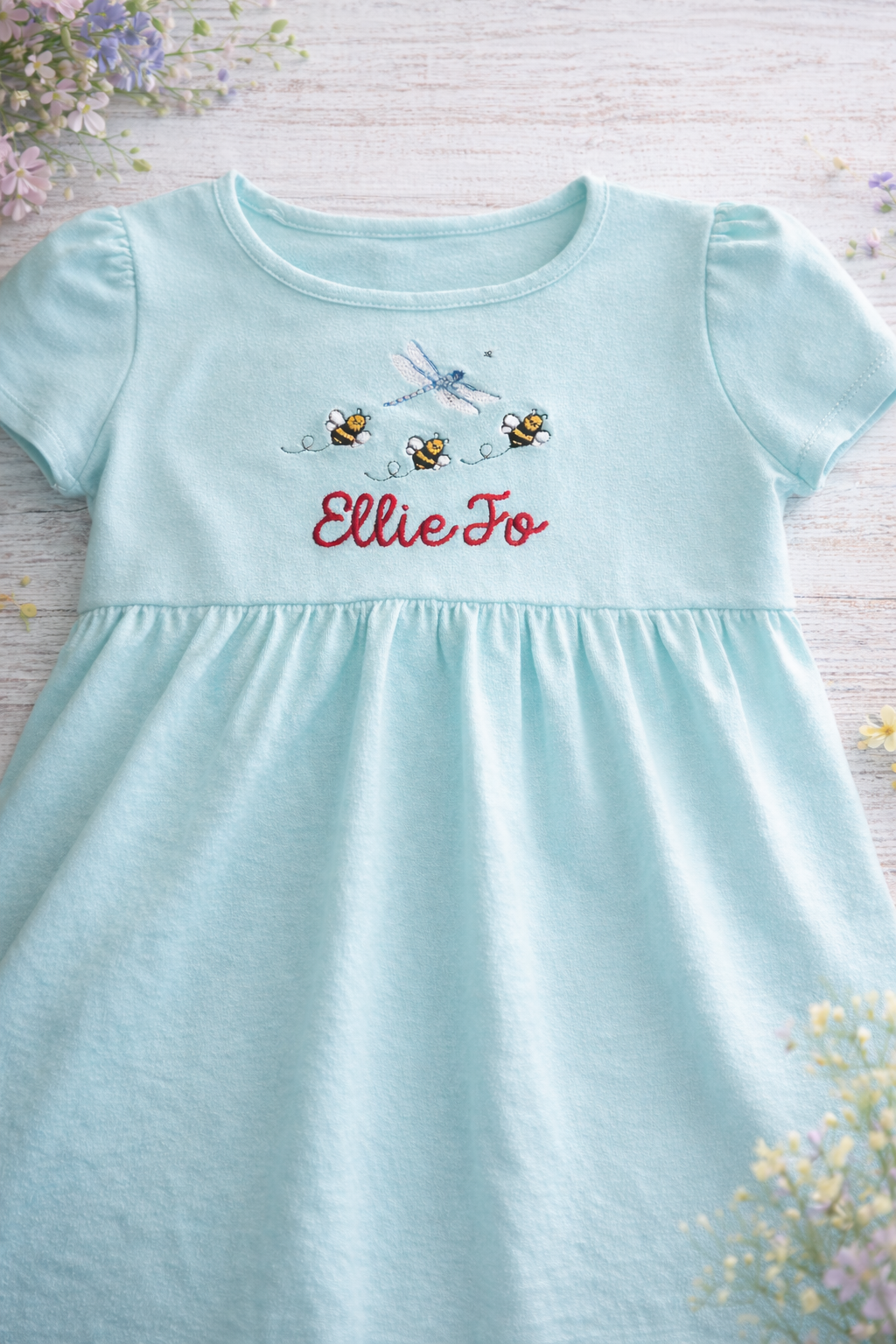 Short Sleeve Empire Waist Ruffle Dress