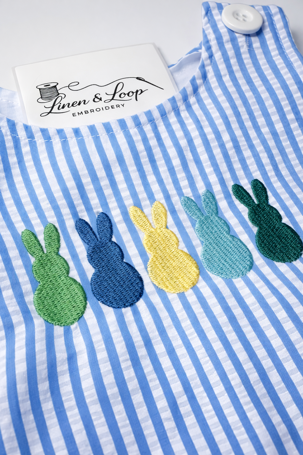 Boys Blue Seersucker Bunny Bubble