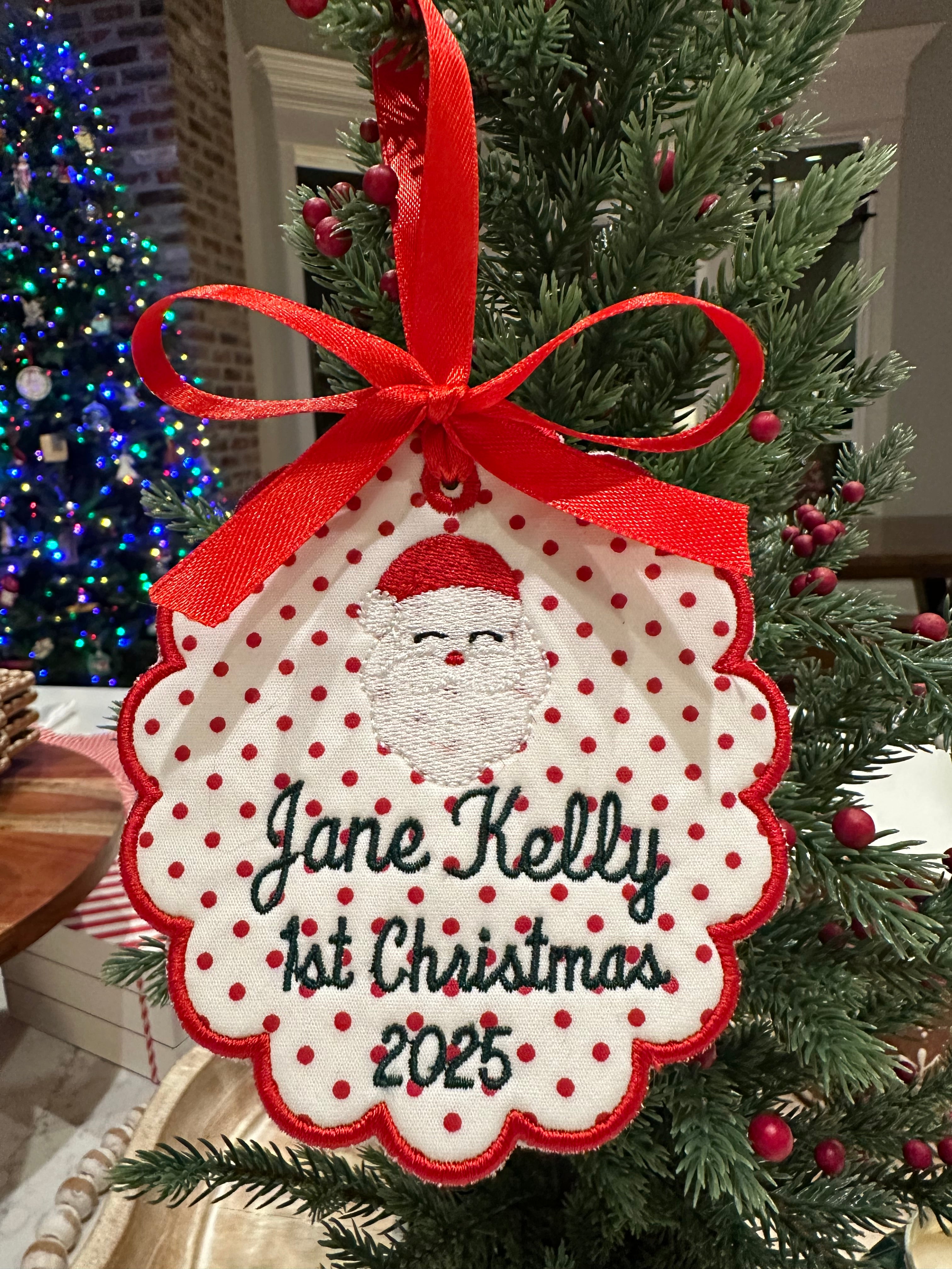 Custom Embroidered Applique Christmas Ornament
