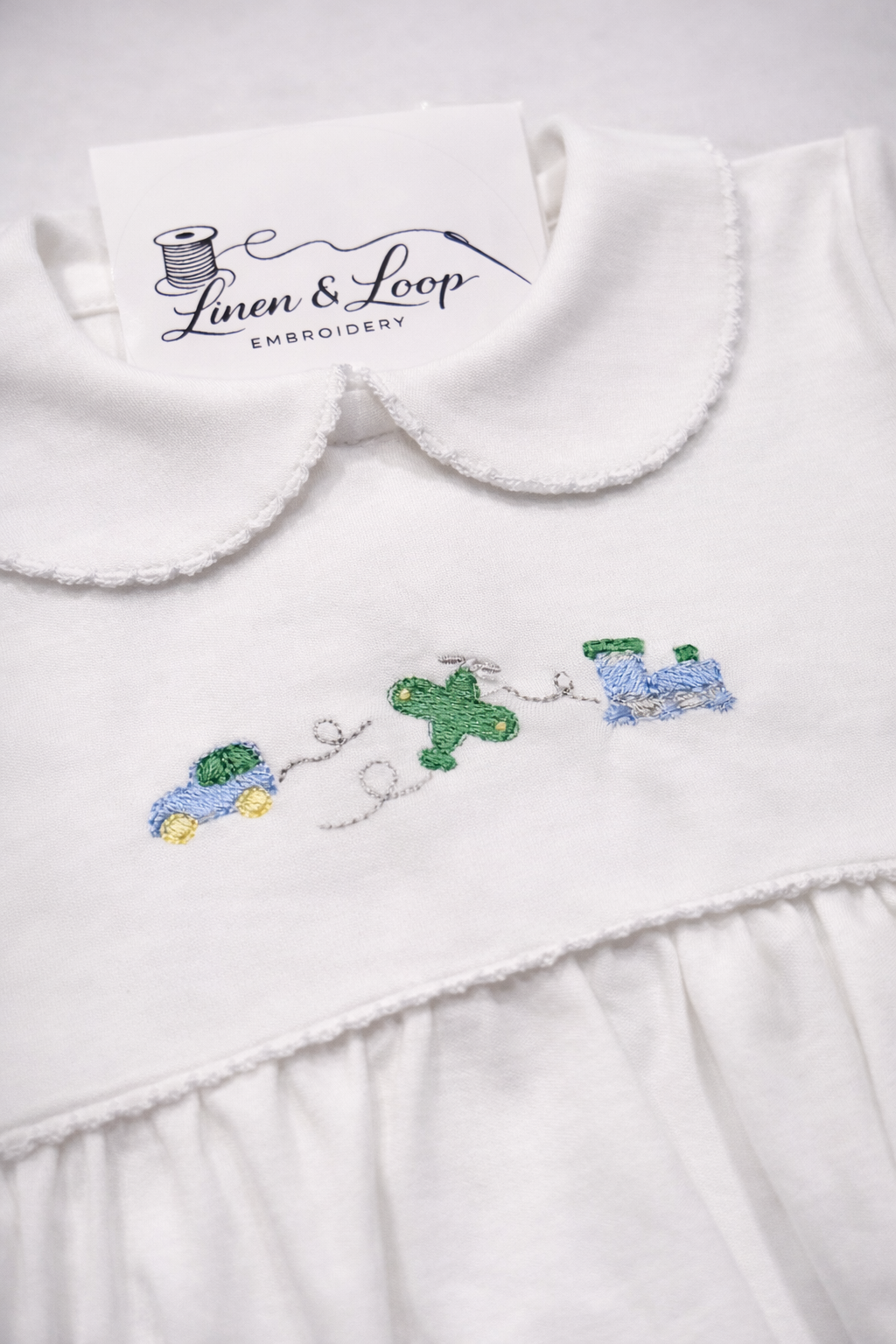 Classic Pima Cotton Boy Bubble with Picot Trim