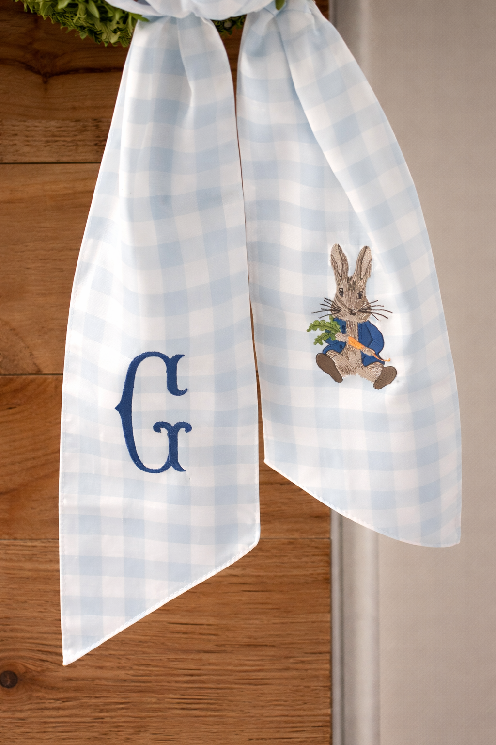 Peter Rabbit Easter Gingham Wreath Sash