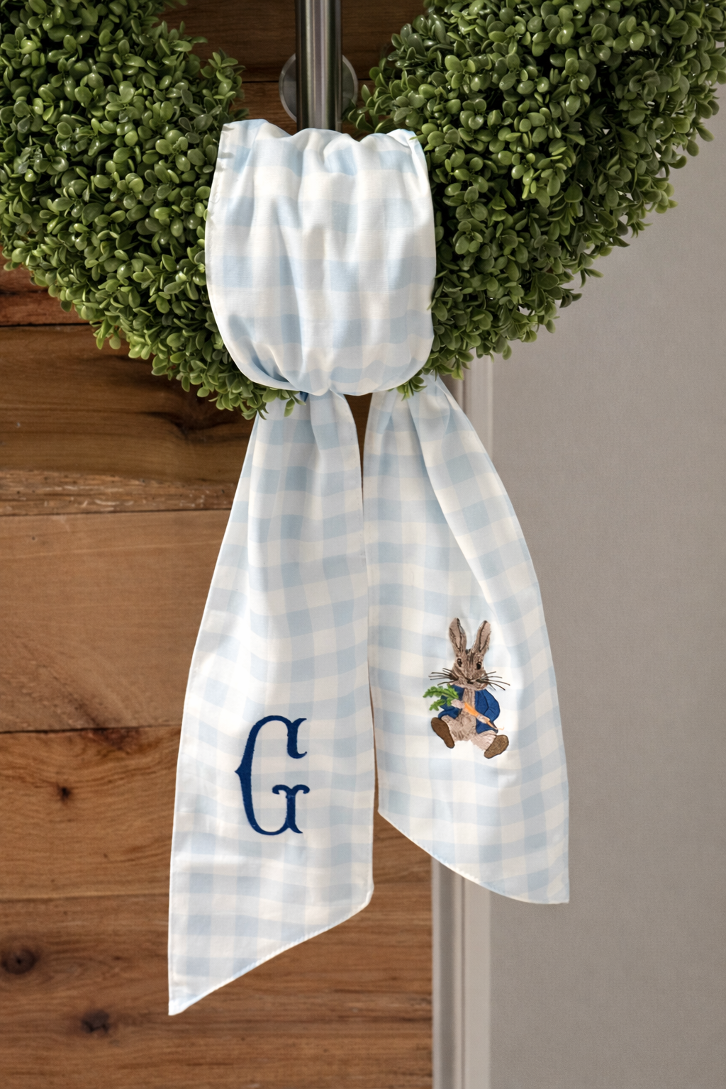 Peter Rabbit Easter Gingham Wreath Sash