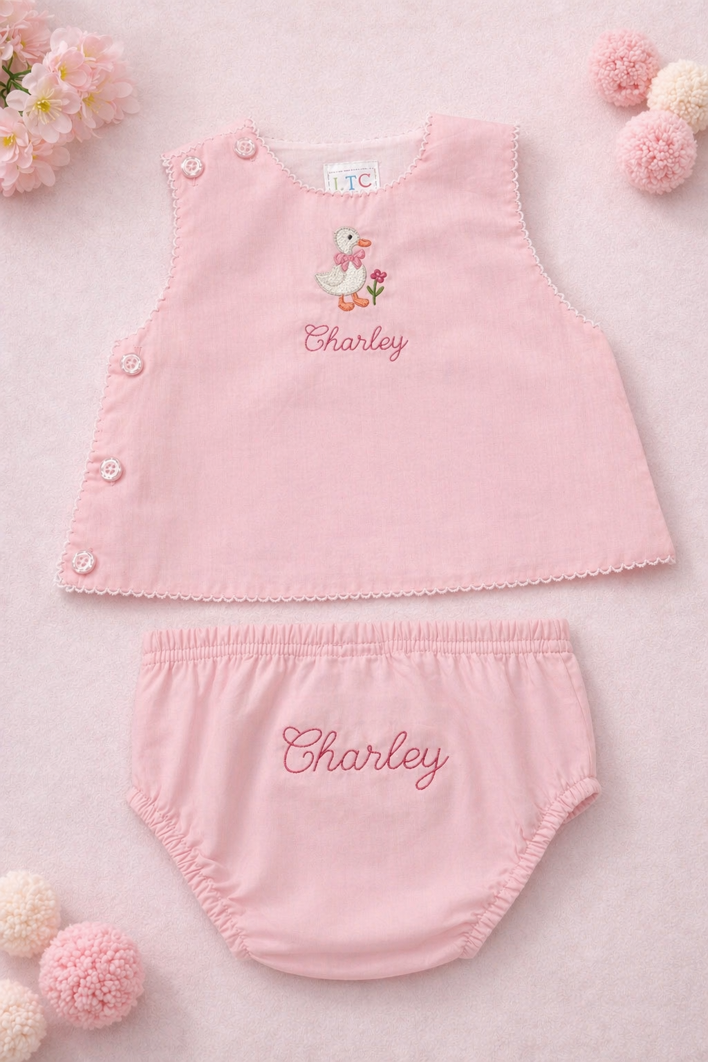 Personalized Pink Vintage Bloomer Set