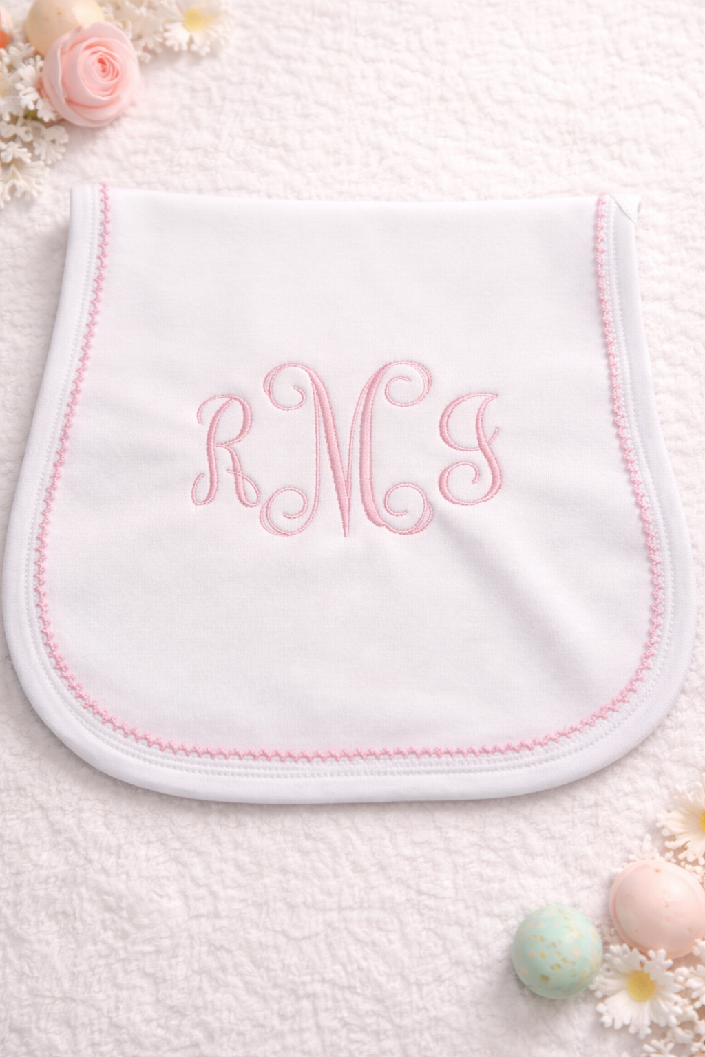 Girls Picot Trim Burp Cloth