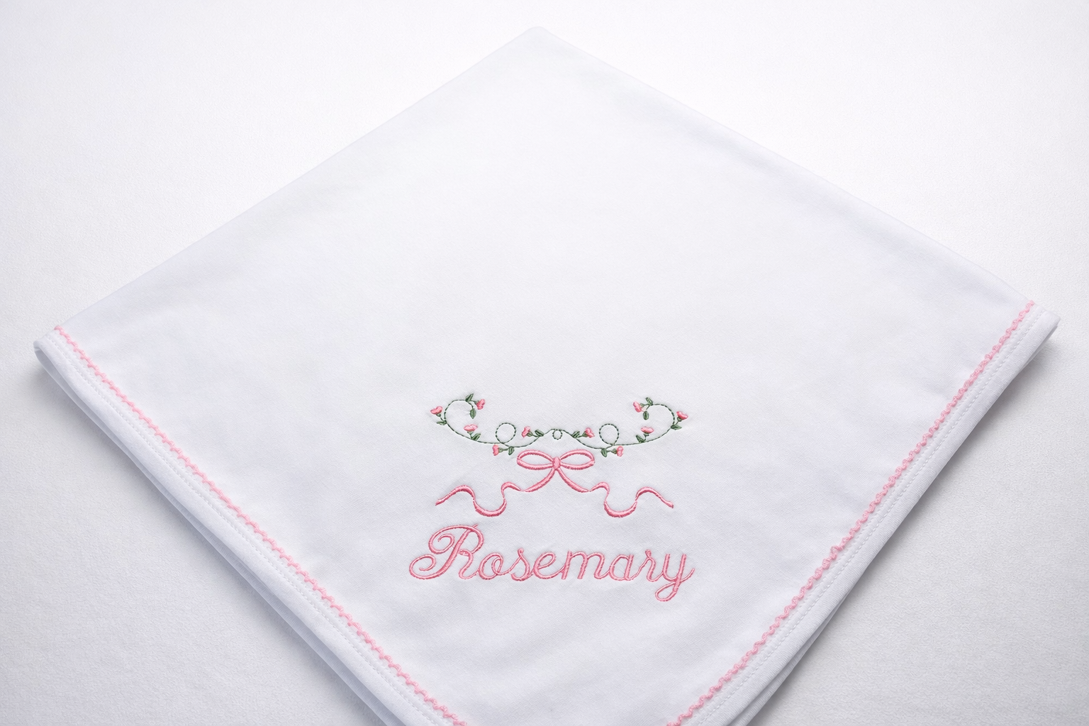 Girls Pink Picot Trim Baby Blanket