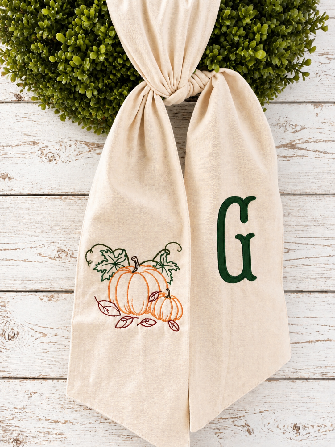 Personalized Pumpkin Harvest Wreath Sash
