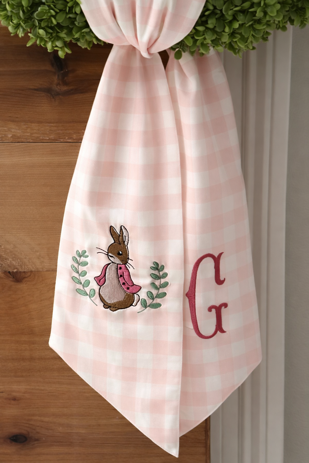 Easter Bunny Gingham Wreath Sash