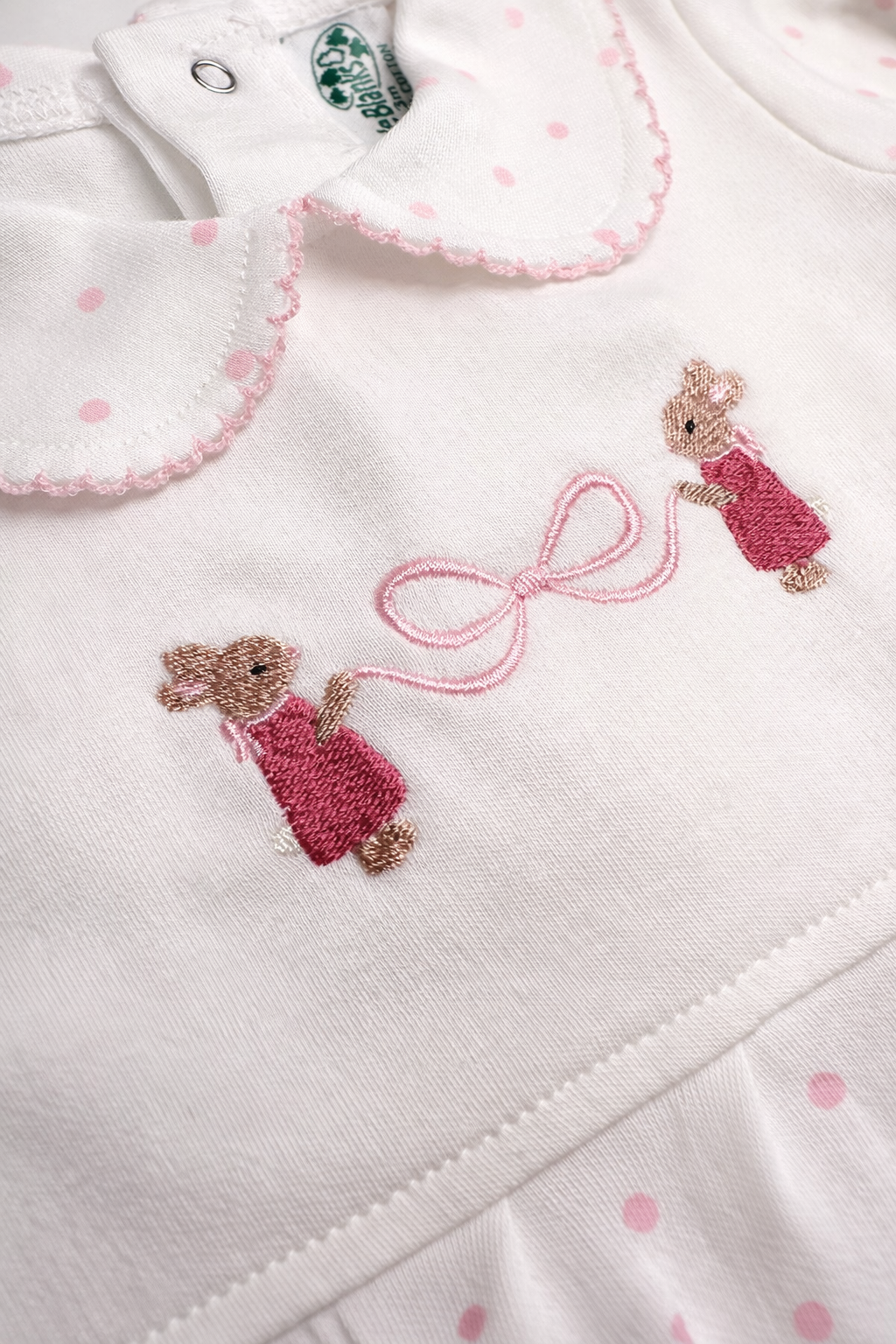 Girls White and Pink Polka Dot Footie