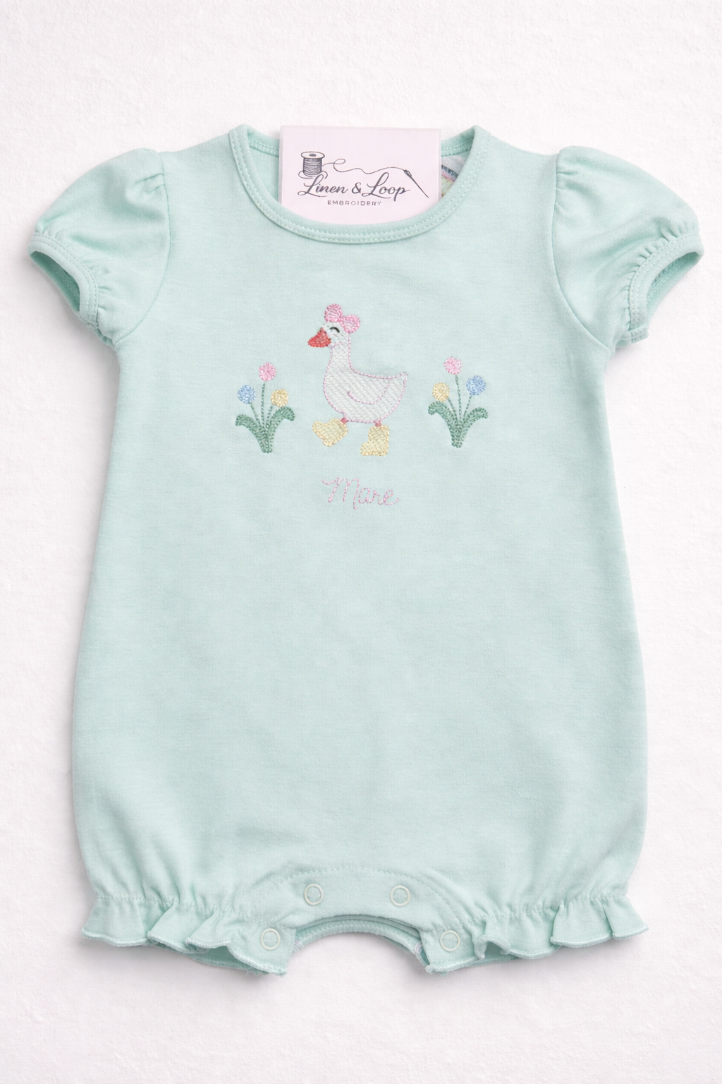 Girls Puff Sleeved Ruffle Leg Romper