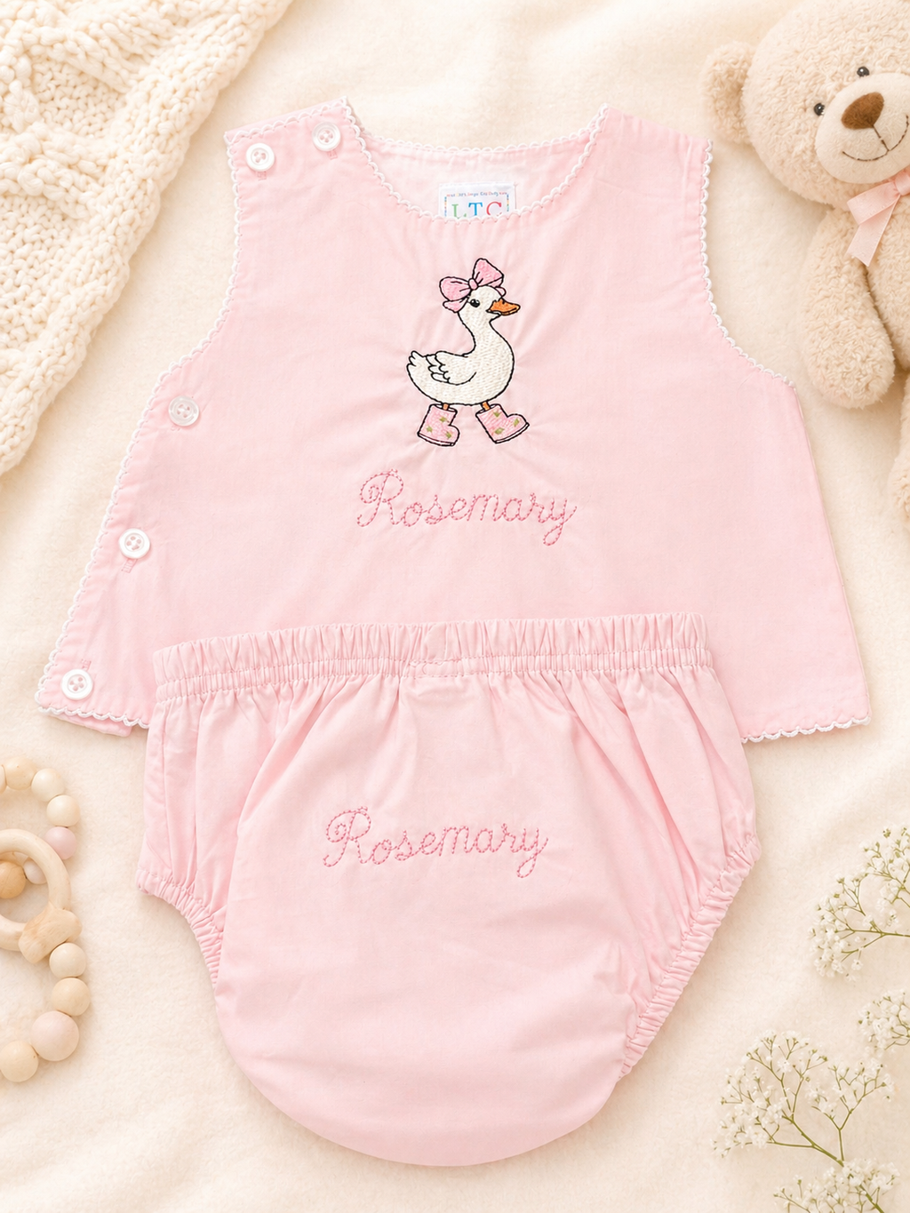Personalized Pink Vintage Bloomer Set