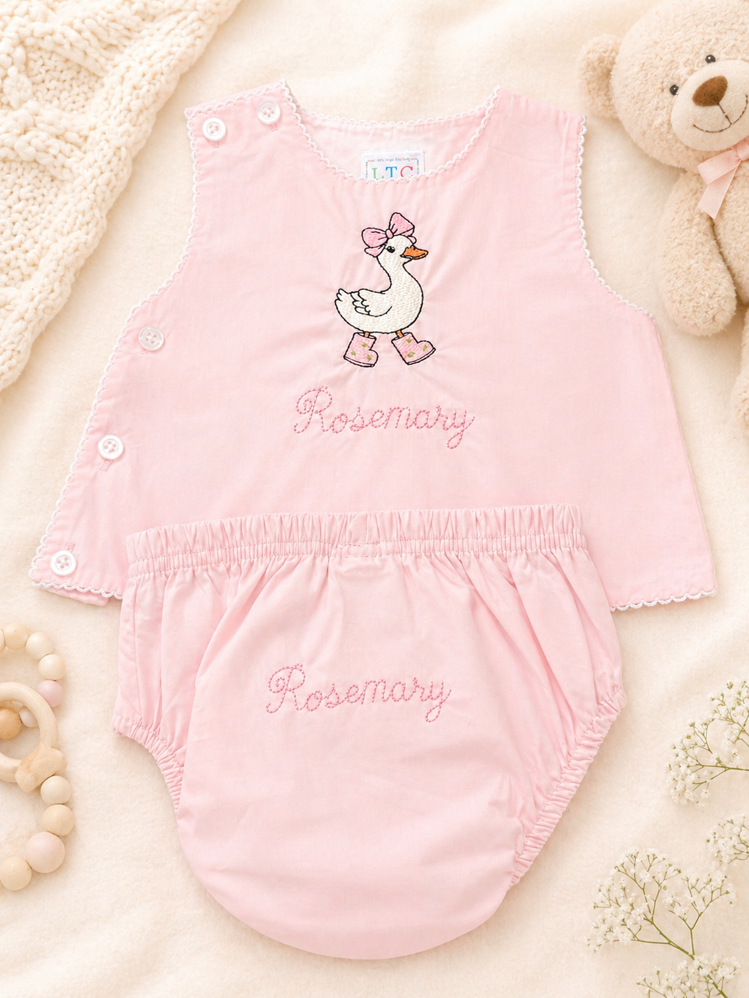 Personalized Pink Vintage Bloomer Set
