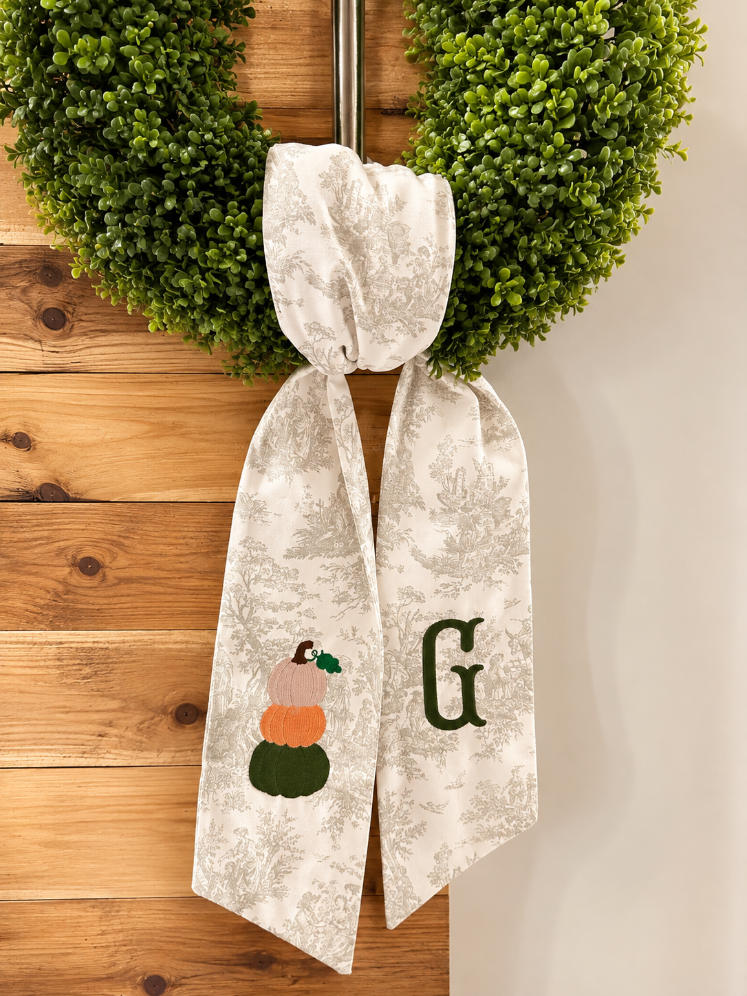 Harvest Toile Personalized Wreath Sash