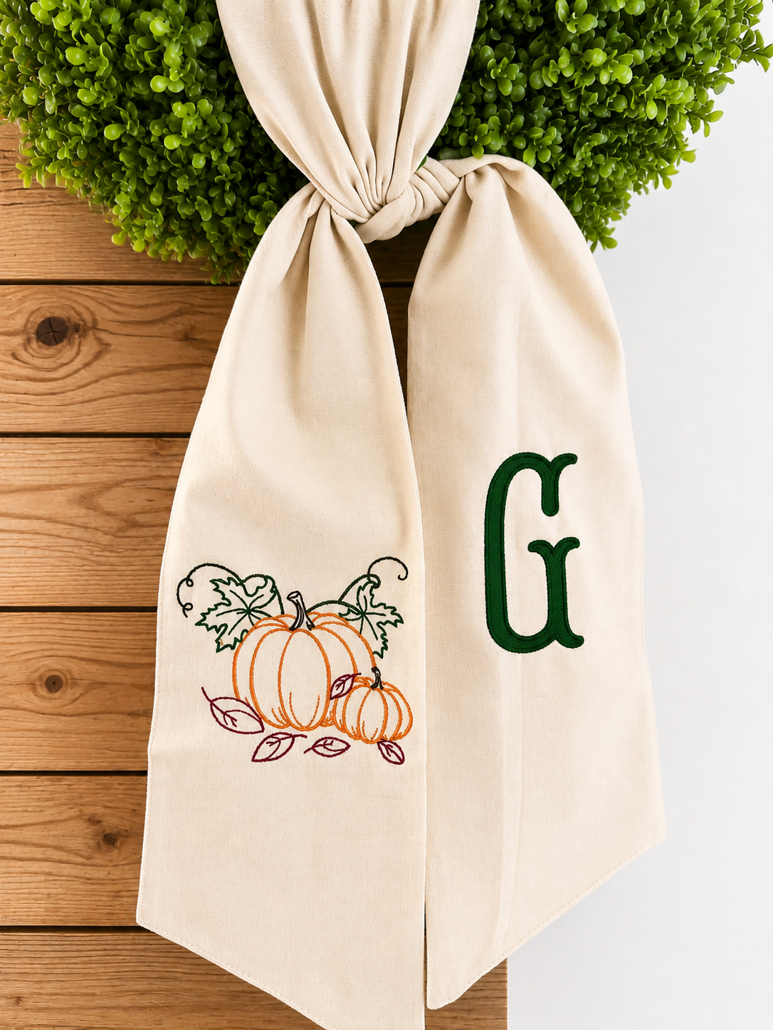 Personalized Pumpkin Harvest Wreath Sash