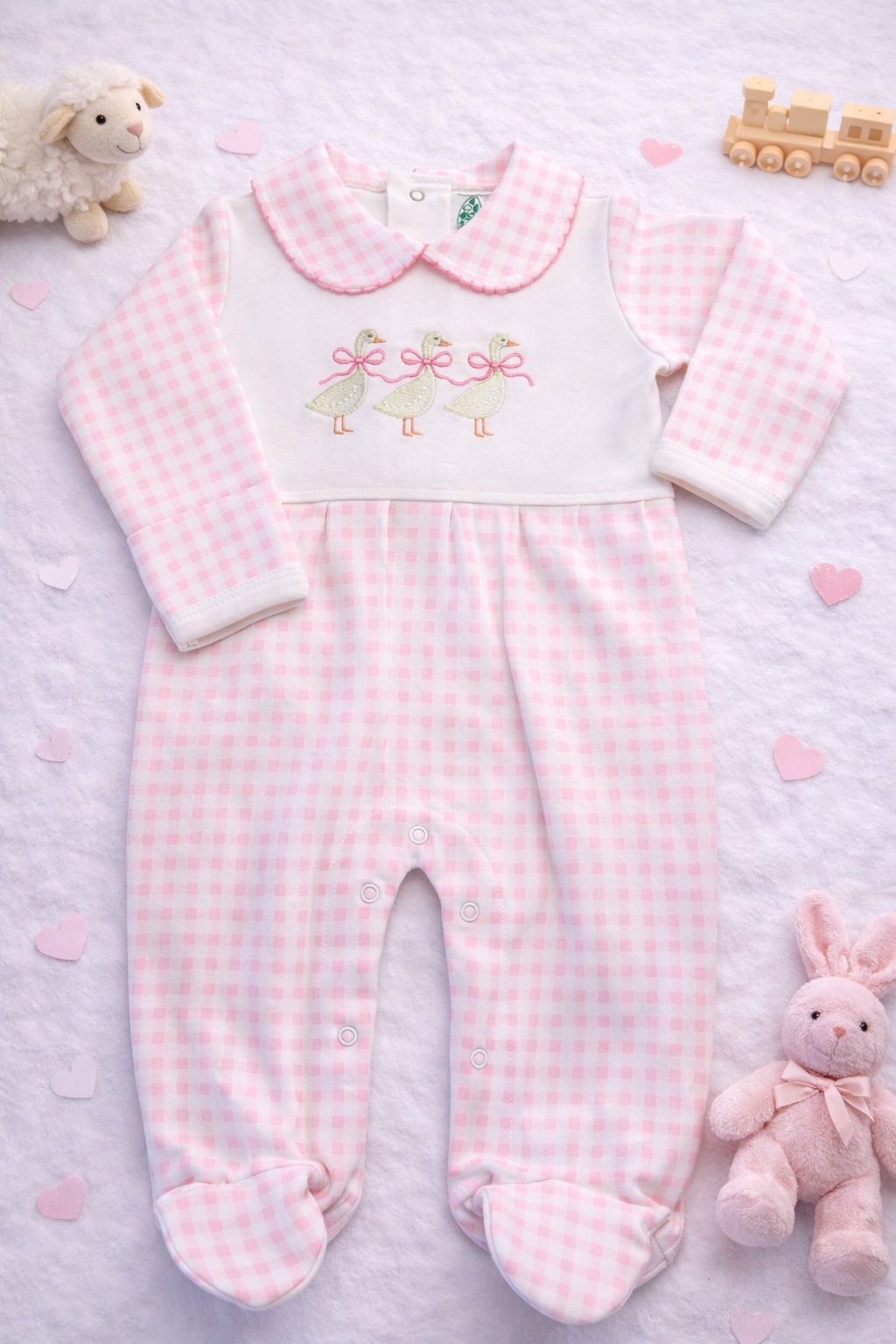 Girls Collar Footie with Bib Detail