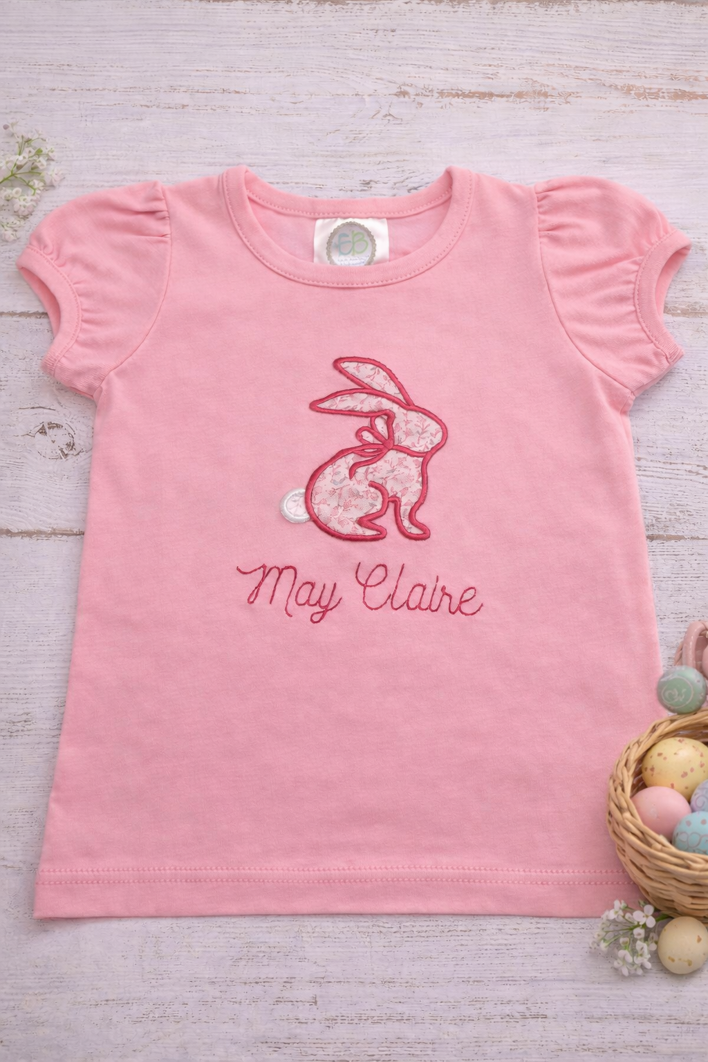 Personalized Appliqué Easter Bunny Short Sleeve T-Shirt