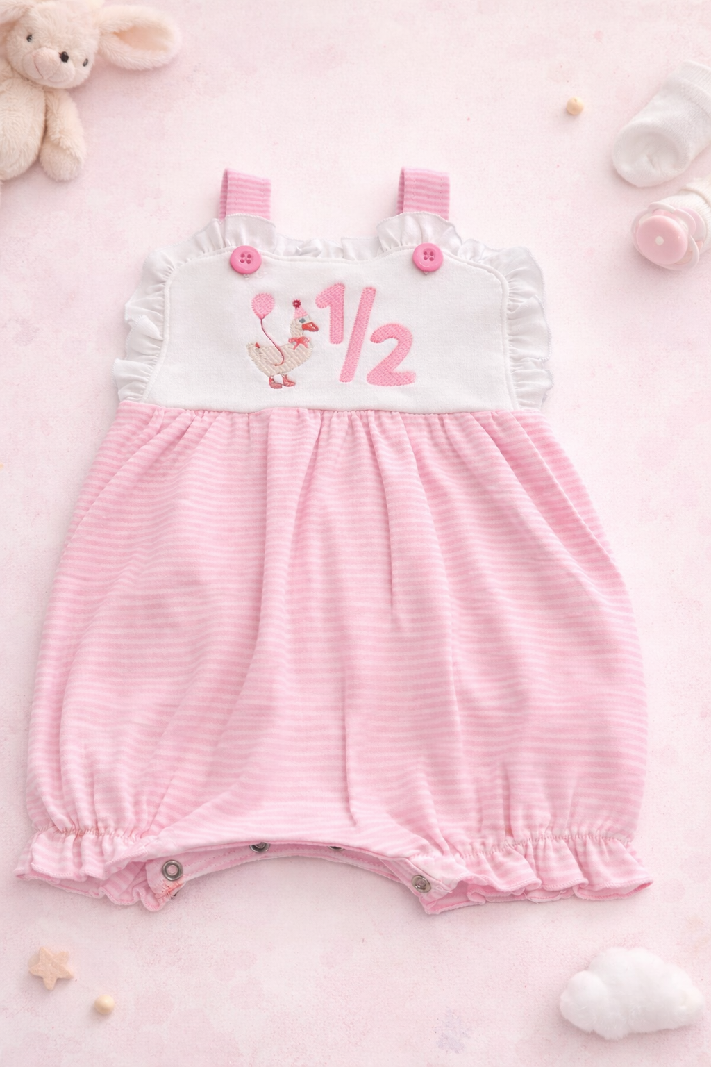 Girls Ruffle Legged Bubble Romper
