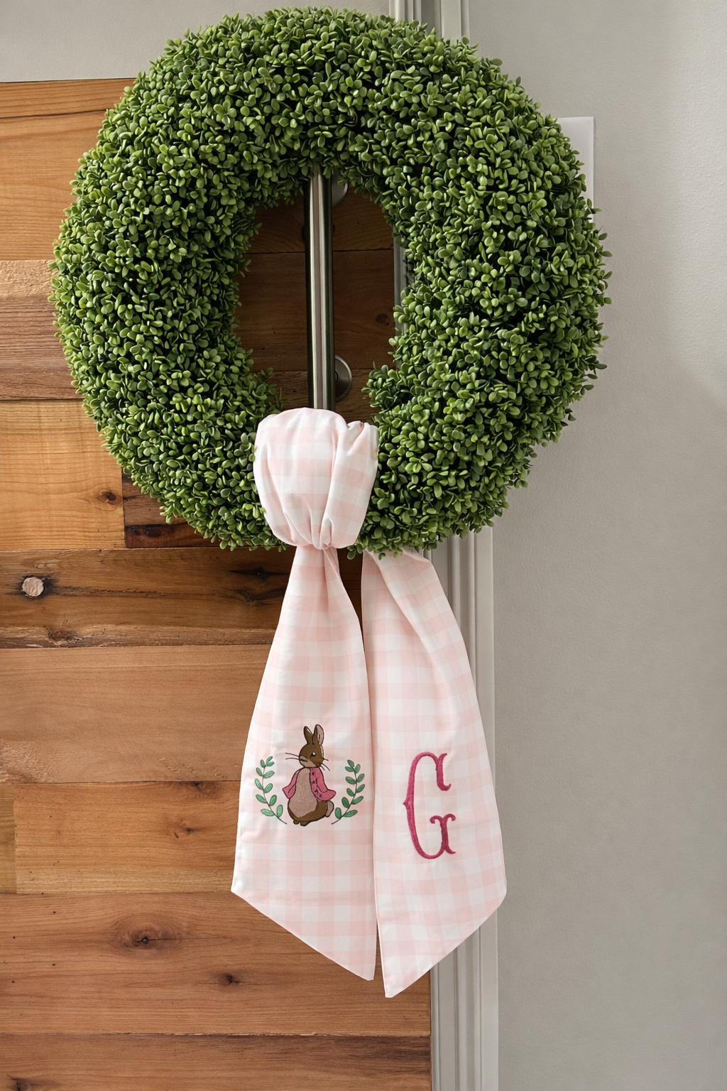 Easter Bunny Gingham Wreath Sash
