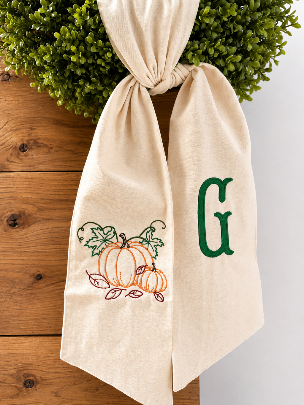 Personalized Pumpkin Harvest Wreath Sash