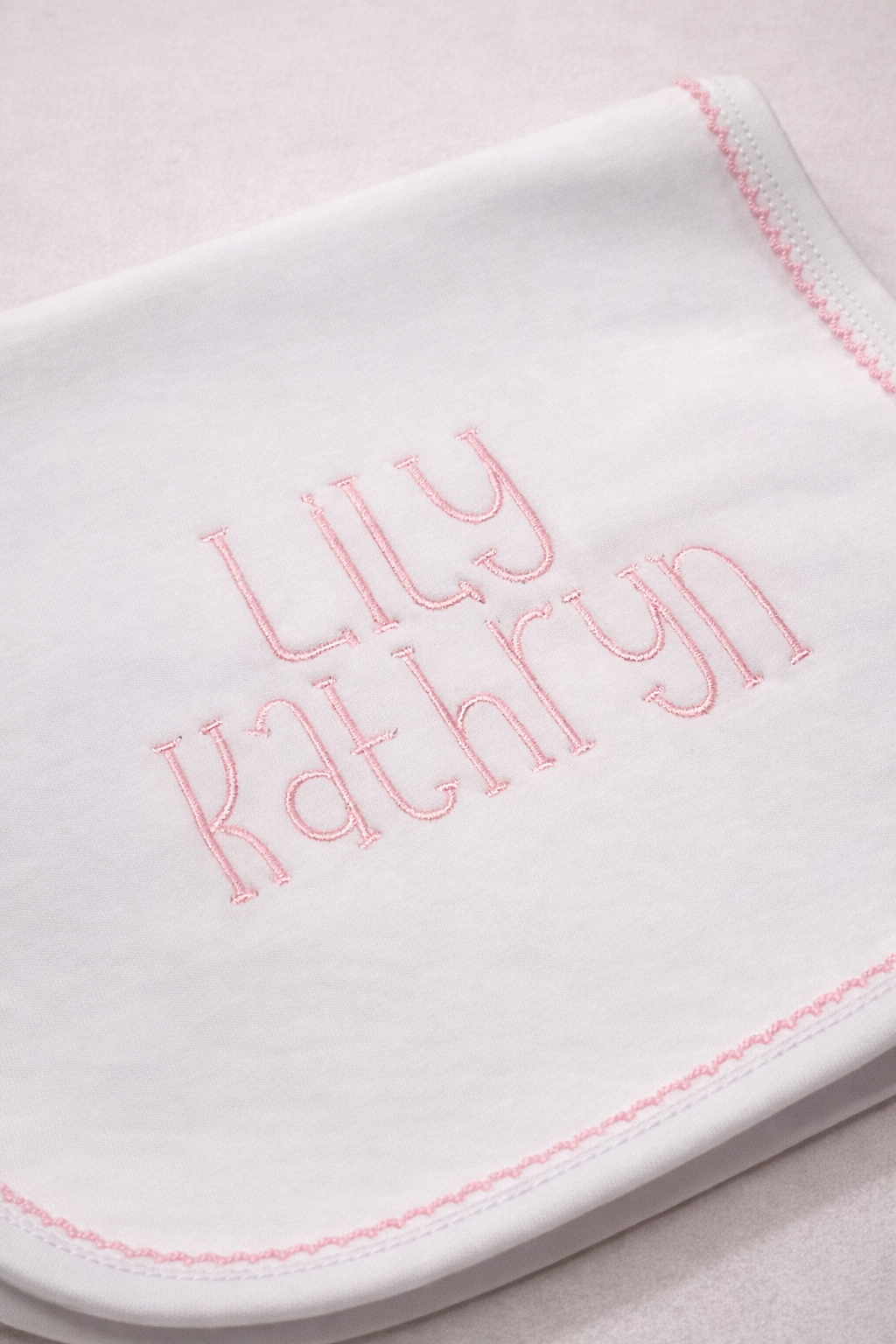 Girls Picot Trim Personalized Burp and Bib Bundle