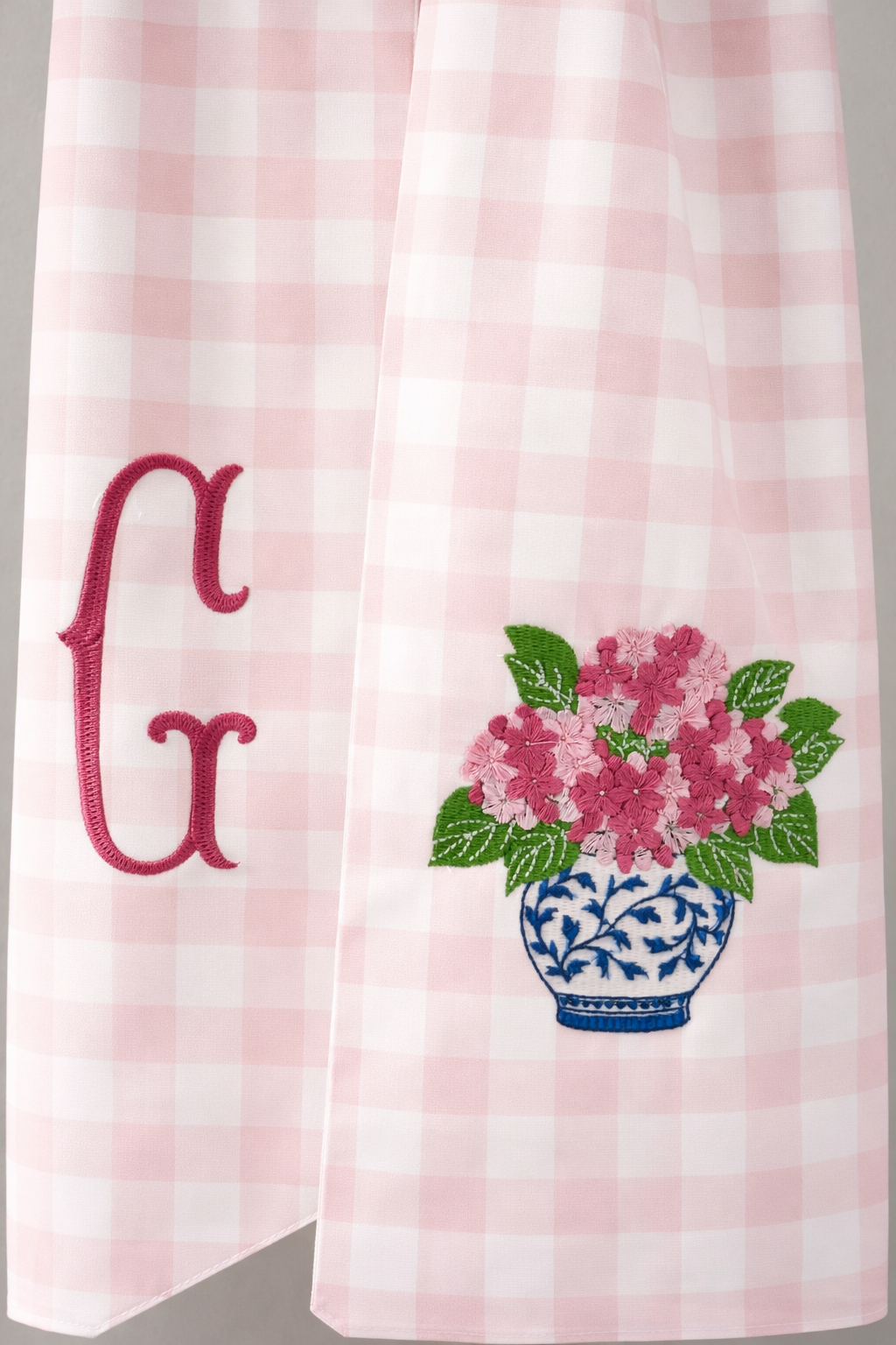Spring Floral Gingham Wreath Sash