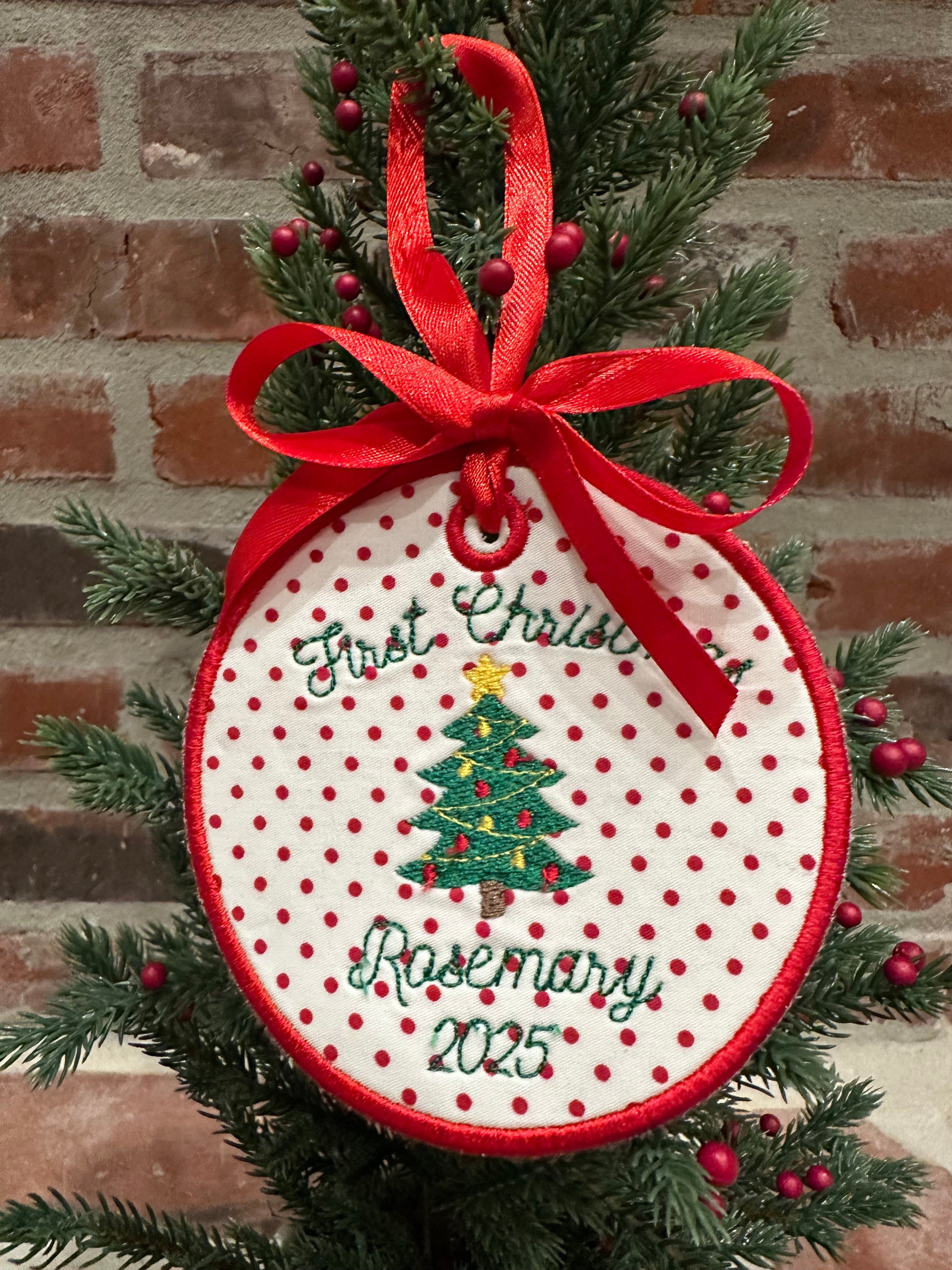 Custom Embroidered Applique Christmas Ornament