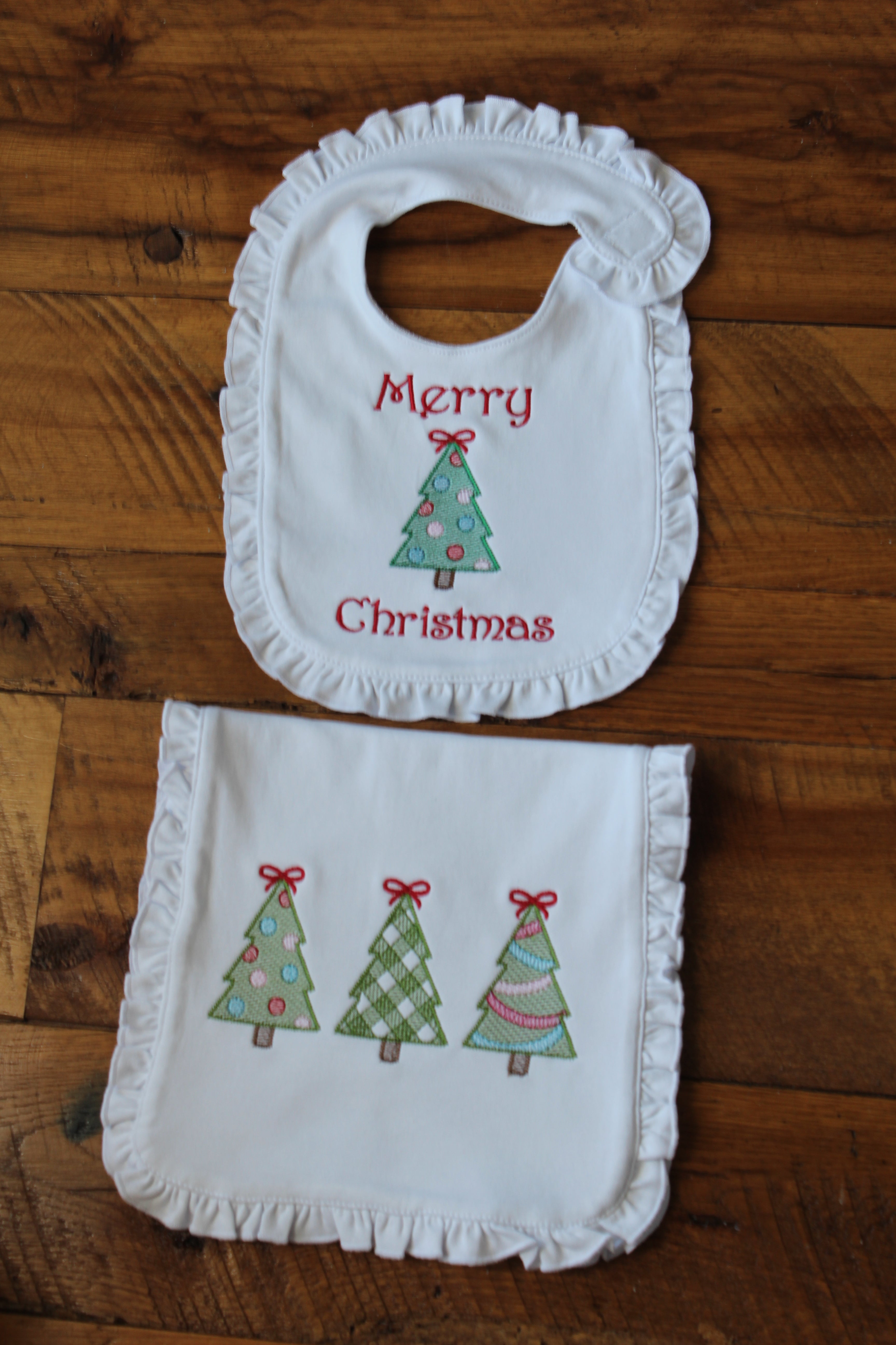 Personalized Christmas Burp and Bib Bundle