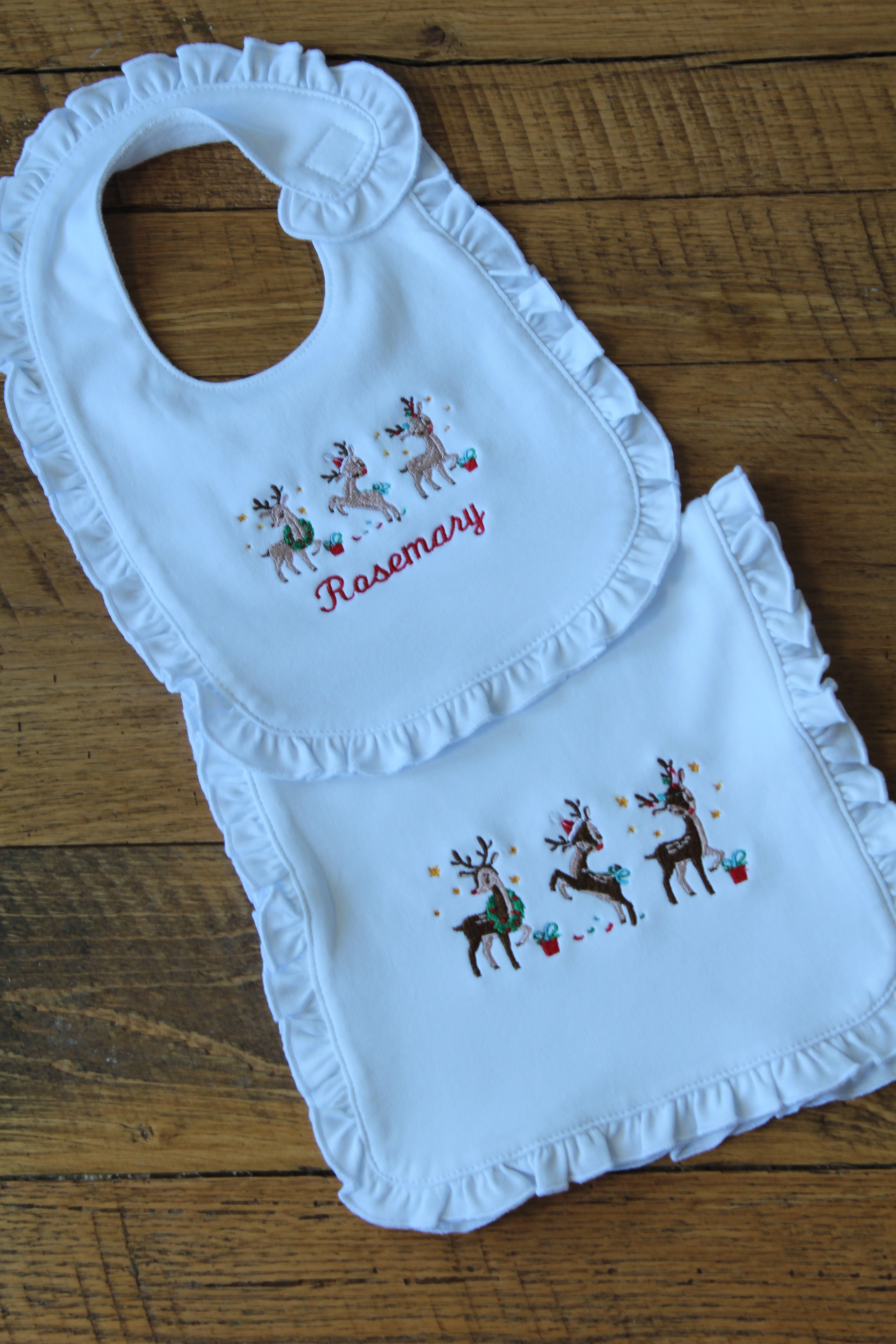 Personalized Christmas Burp and Bib Bundle
