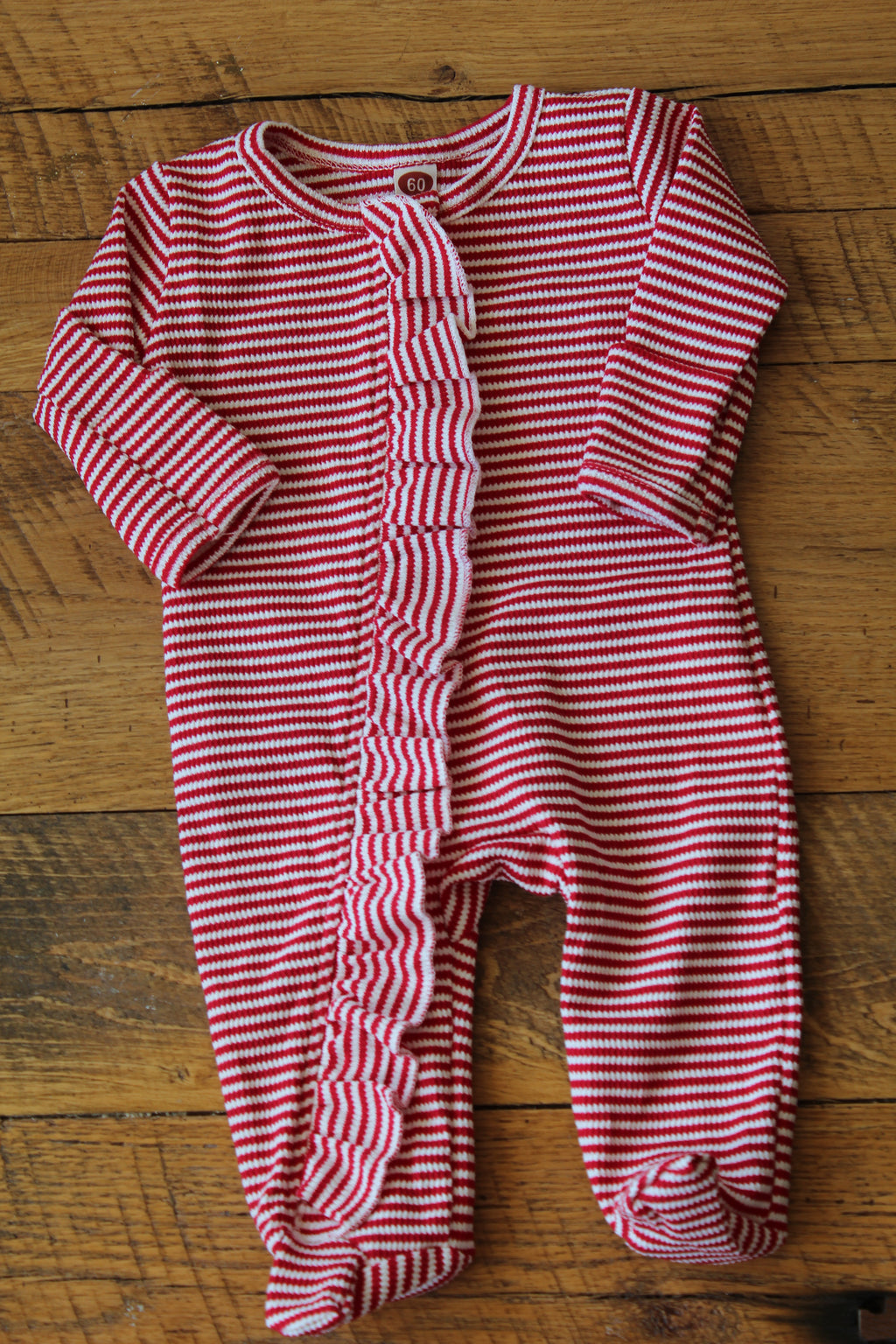 Long Sleeve Ruffle Baby Girl Waffle Bodysuit