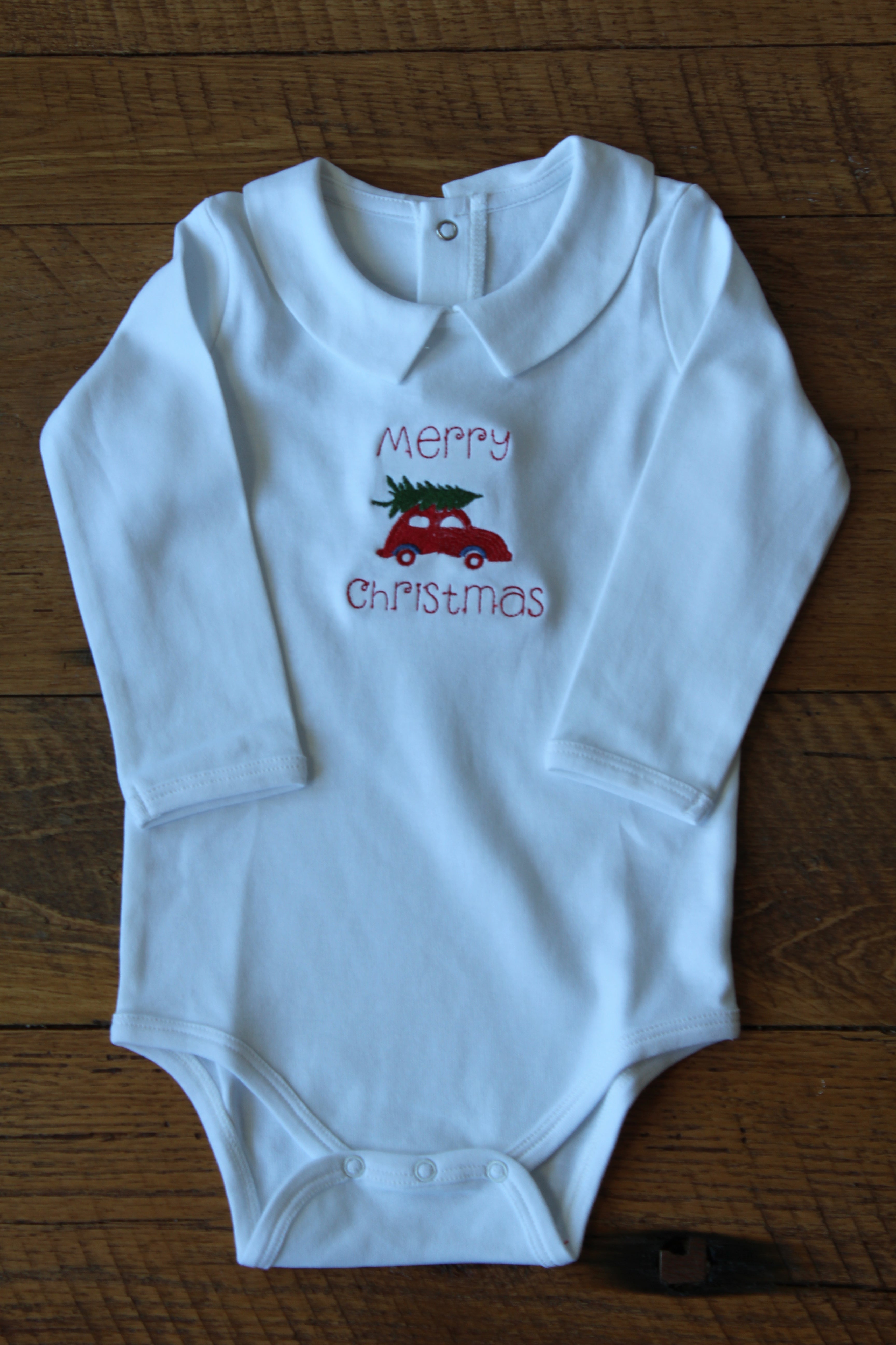 Boy's Peter Pan Collar Long Sleeve Romper