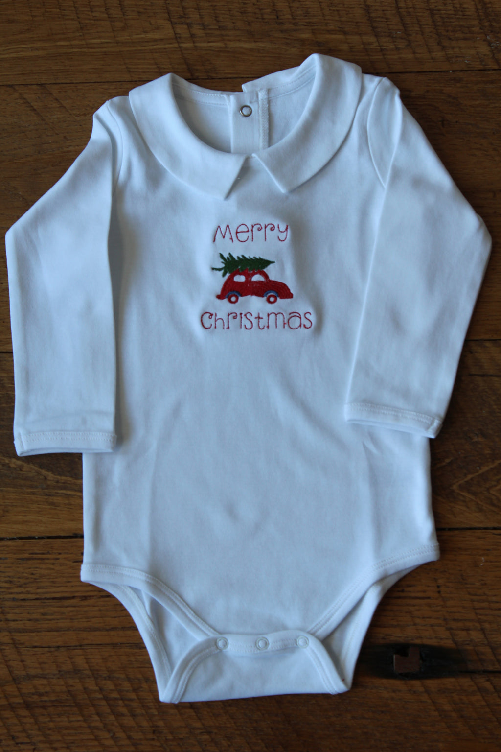 Boy's Peter Pan Collar Long Sleeve Romper