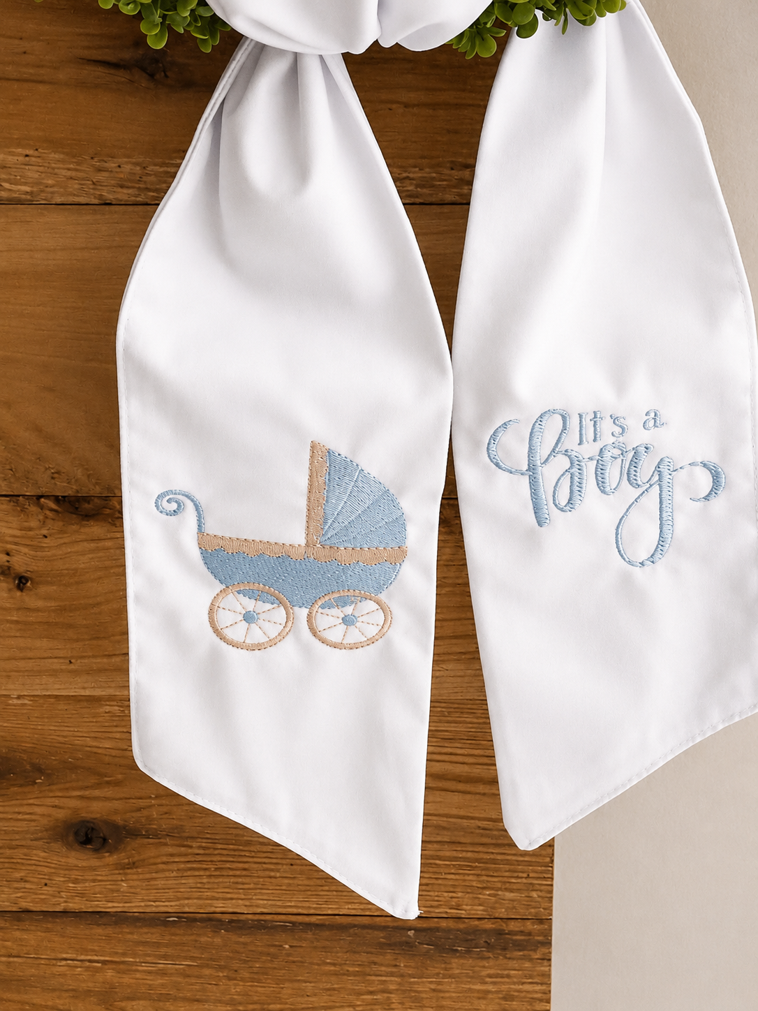 Personalized Baby Announcement Wreath Sash