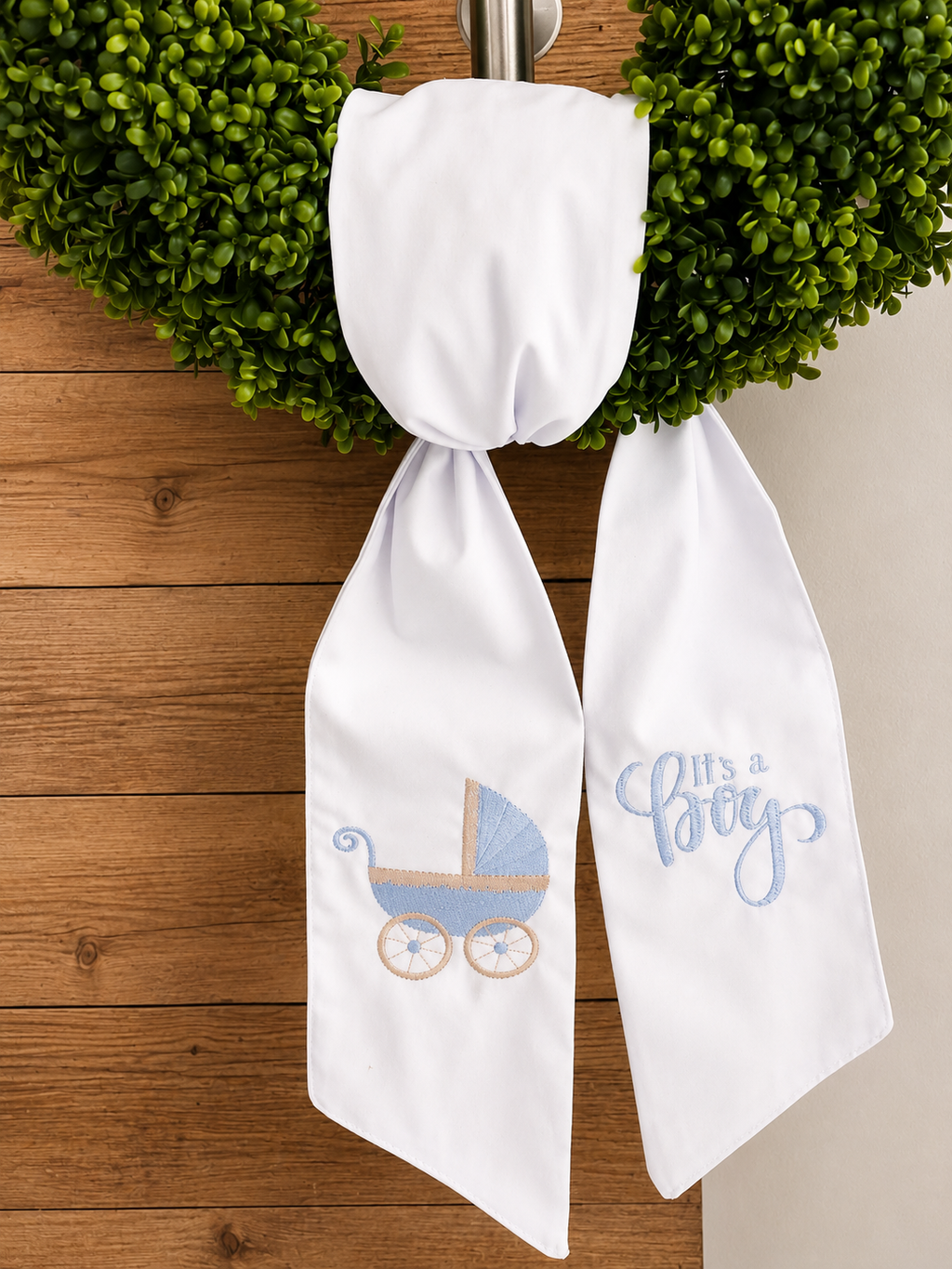 Personalized Baby Announcement Wreath Sash